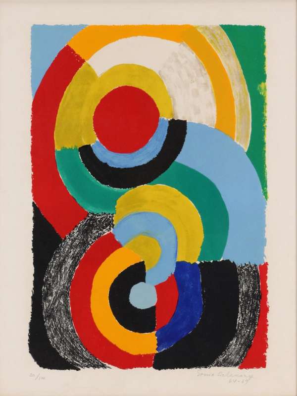 Sonia Delaunay, Rencontre, 1964-69, Lithographie, 81 cm x 63 cm, tirage à 100 exemplaires.
