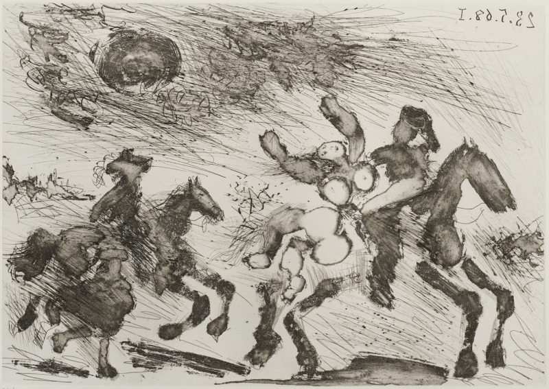 Pablo Picasso, Orage, Enlèvement, Poursuite, Eau-forte de 1968