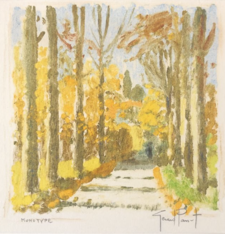 Gérard Panet, Allée bordée d'arbre, Monotype
