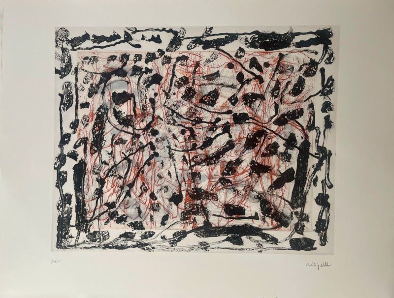 Les mouches à Marier (Planche VII) (Aguafuerte y aguatinta) - Jean-Paul RIOPELLE