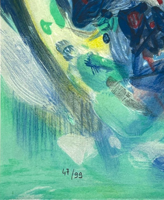 Saison bleue (Planche V) (Farblithographie) - Teh-Chun CHU