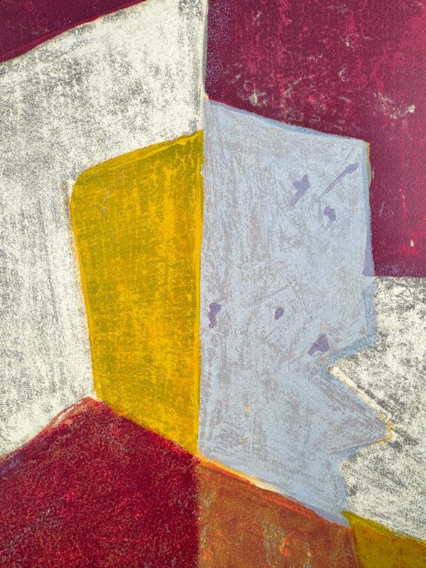 Carmine, brown, yellow and grey composition (Lithograph) — Serge POLIAKOFF — Detail view