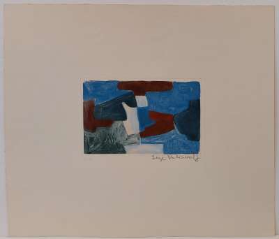 Composition bleue, verte et brune XXXIII (Grabado) - Serge  POLIAKOFF