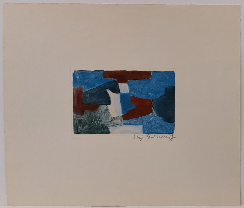 Composition bleue, verte et brune XXXIII (Gravure) - Serge  POLIAKOFF