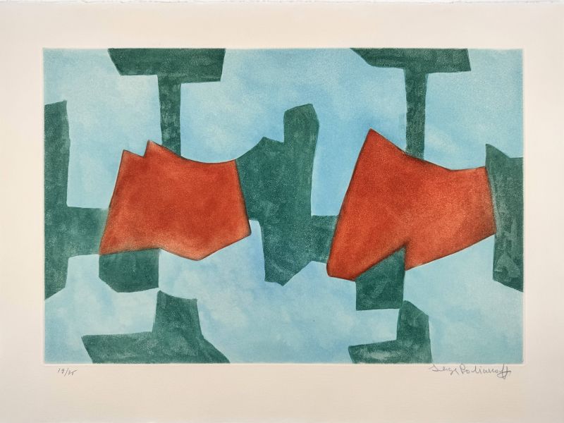 Komposition in Blau, Grün und Rot (Aquatinta) — Serge POLIAKOFF — Vorderansicht