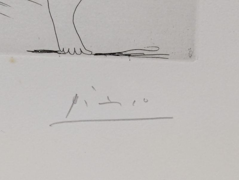 Old man in a Tonkin hat pondering the love affairs of elderly gentlemen (Etching) - Pablo  PICASSO