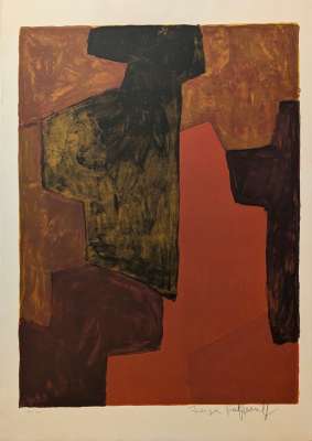 Composition Orange et Verte L43 (Lithograph) - Serge  POLIAKOFF