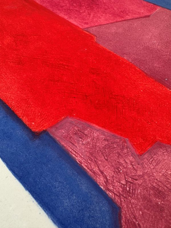 Komposition in Lila, Blau und Rot (Mischtechnik (Modern)) - Serge  POLIAKOFF