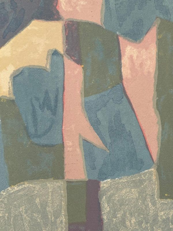 Composition bleue, rose et grise L30 (Lithographie) - Serge  POLIAKOFF