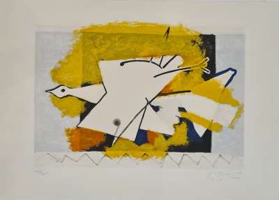 L'oiseau jaune (Litografía) - Georges BRAQUE