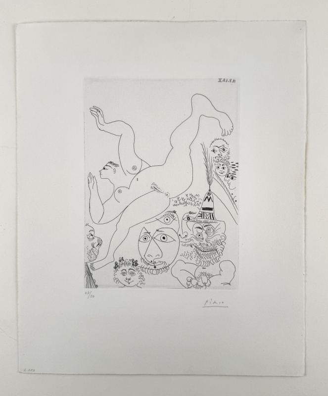 T&eacute;l&eacute;vision : gymnastique au sol, avec spectateurs (pl. 283 de la S&eacute;rie 347) (Eau-forte) - Pablo  PICASSO