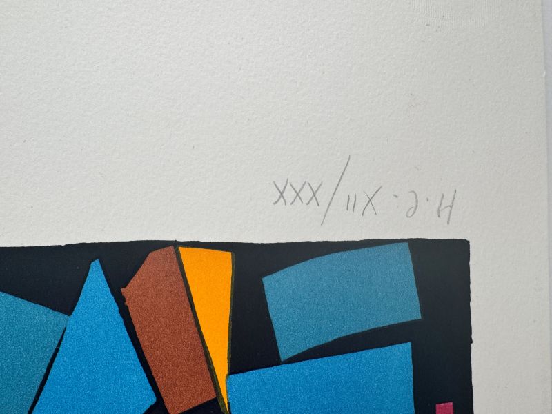 Blue and Red Collage (Lithograph) — André LANSKOY — Edition numbering detail