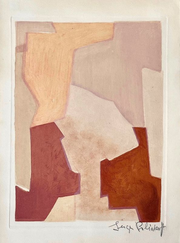 Composition rose XXII (Eau-forte et aquatinte) - Serge  POLIAKOFF
