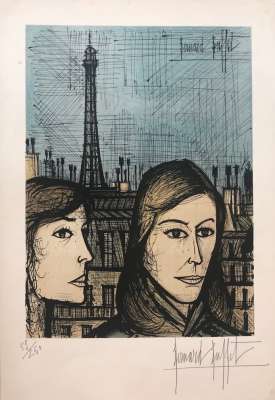 In front of the Eiffel Tower (Lithograph) - Bernard BUFFET