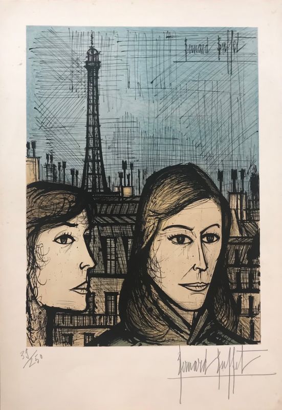 Devant la Tour Eiffel (Lithographie) - Bernard BUFFET