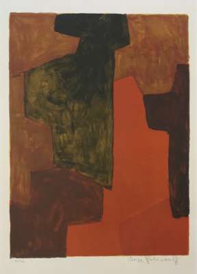 Composition Orange et Verte L43 (Lithographie) - Serge  POLIAKOFF