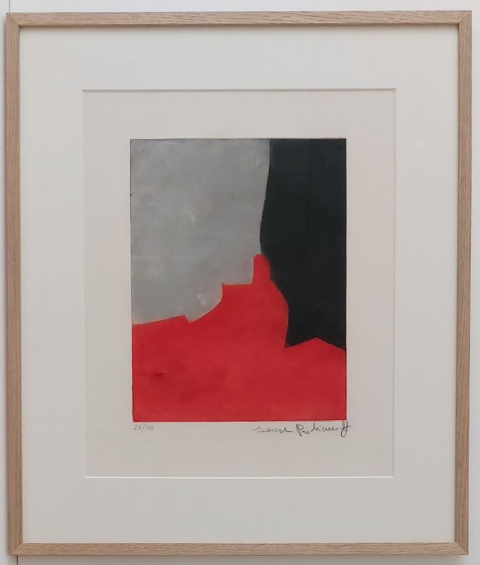 Red, grey and black composition IV (Etching and aquatint) - Serge  POLIAKOFF
