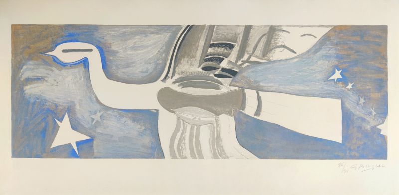 Großer blauer Vogel (Farblithographie) - Georges BRAQUE