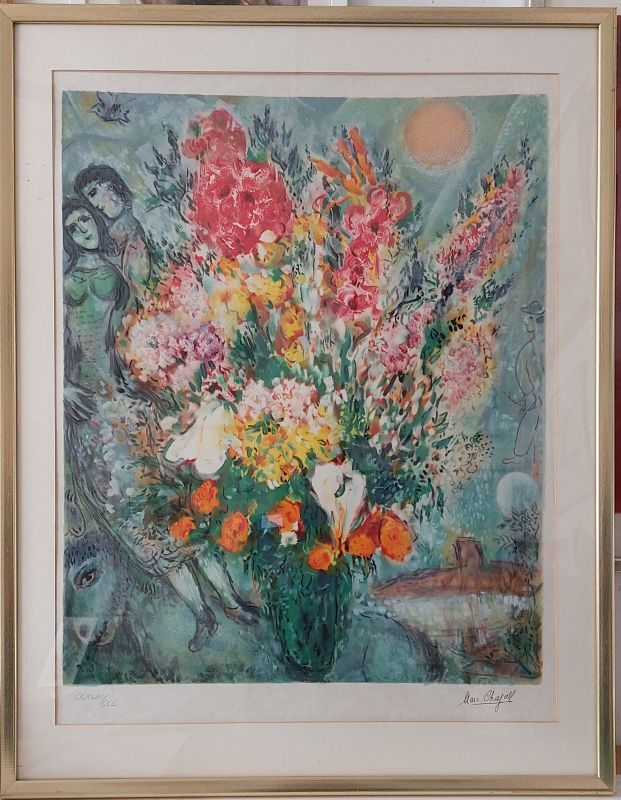 Bouquet lighting up the sky (Lithograph) - Marc CHAGALL