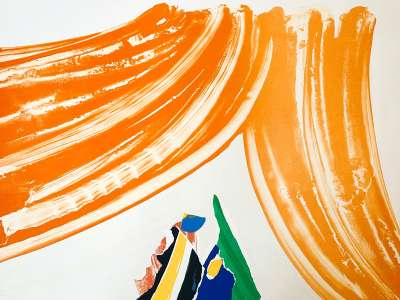 Der rote Vorhang (Farblithographie) - Olivier DEBRE