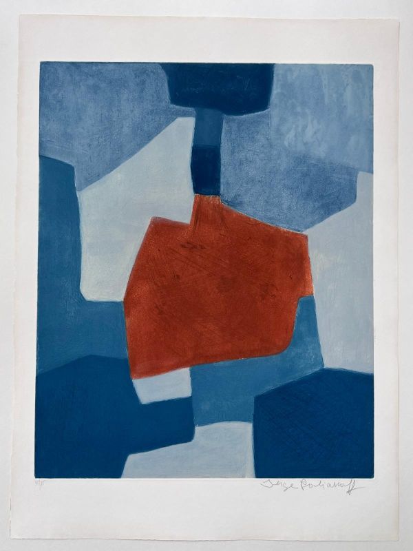 Composition bleue et rouge XXXI (Eau-forte et aquatinte) - Serge  POLIAKOFF
