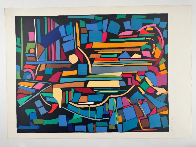 Blue and Red Collage (Lithograph) — André LANSKOY — View with margins