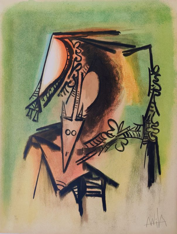 Les Loas petro enfantent dans la danse (Lithographie) - Wifredo LAM