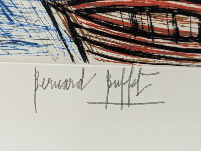 Saint-Tropez, la Ponche (Grabado) — Bernard BUFFET — Detalle de la firma