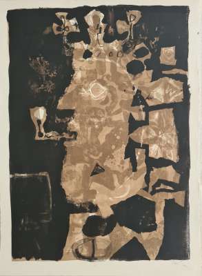 Roy à la pipe (brun-noir) (Lithographie) - Antoni CLAVE