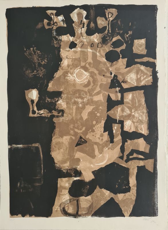 Roy à la pipe (brun-noir) (Lithographie) - Antoni CLAVE