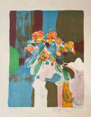 Roger Mühl (1929 - 2008) // Bouquet de fleurs (Lithographie) -  Artistes Divers