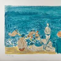 André Cottavoz (1912-2012) // Un après-midi à la plage (Farblithographie) — Artistes Divers