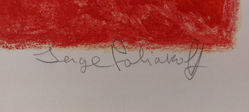 Composici&oacute;n roja, gris y negra (Litografía) - Serge  POLIAKOFF