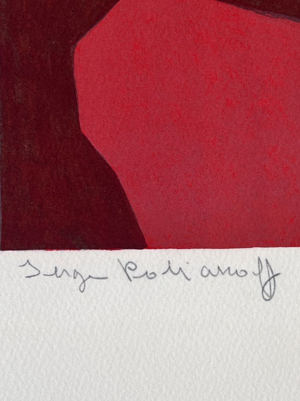 Komposition in Rot und Blau (Farblithographie) - Serge  POLIAKOFF