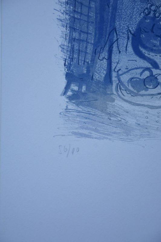 Blaues Stillleben (Farblithographie) - Marc CHAGALL