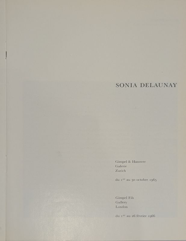 Cat&aacute;logo de la exposici&oacute;n Gimpel & Hanover Galerie (Plantilla) - Sonia DELAUNAY