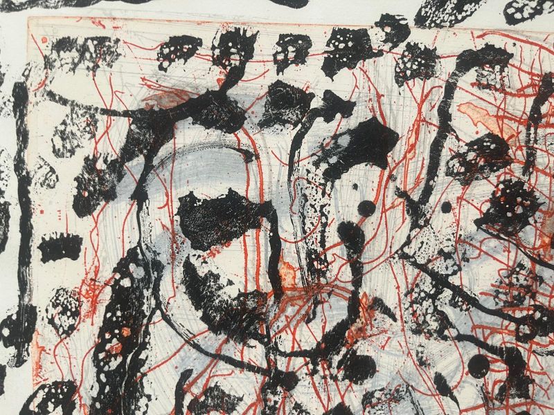 Les mouches à Marier (Planche VII) (Aguafuerte y aguatinta) - Jean-Paul RIOPELLE