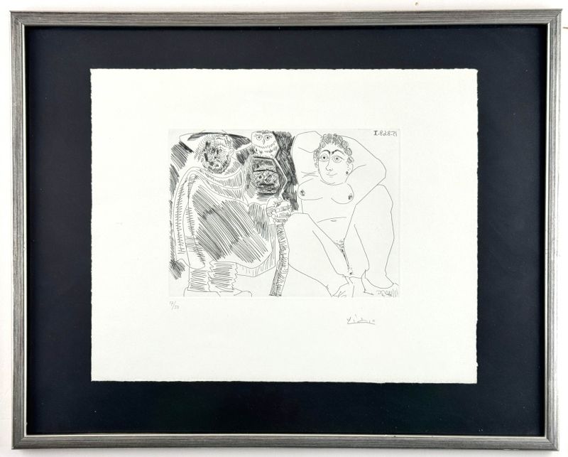 Grosse Prostitu&eacute;e, Sorci&egrave;re &agrave; la Chouette et Voyageur en Sabots (Eau-forte) - Pablo  PICASSO