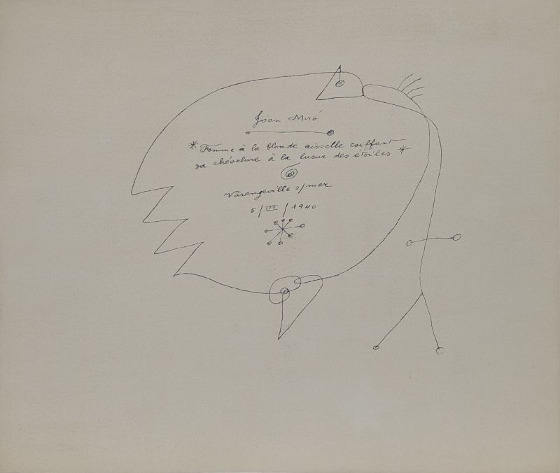 Frau mit blonden Achseln, die sich im Sternenlicht die Haare k&auml;mmt (Sternbilder) (Schablone) - Joan  MIRO