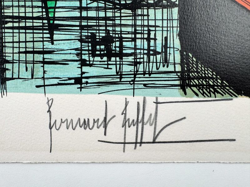 El Singel Amsterdam (Litografía) — Bernard BUFFET — Detalle de la firma