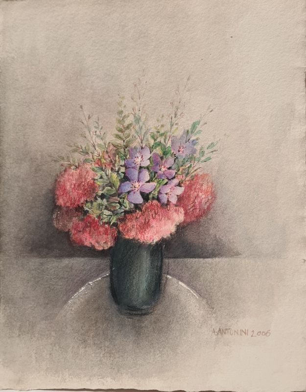 Bouquet aux carottes sauvages (Aquarell (zeitgenössisch)) - Annapia ANTONINI