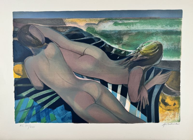 Camille Hilaire (1916-2004) // Nus sur le transat (Lithographie) — Artistes Divers