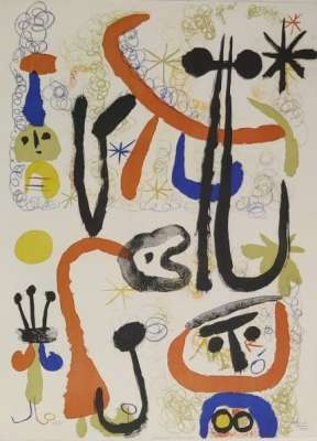 Personnages et animaux (Farblithographie) - Joan  MIRO