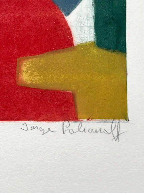 Composition bleue, rouge, verte et noire III (Aguafuerte y aguatinta) - Serge  POLIAKOFF