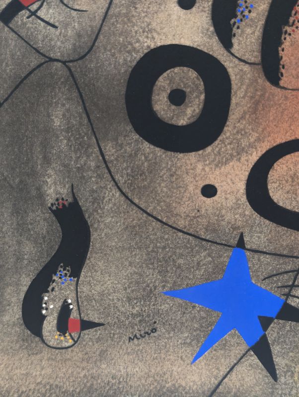 Frau mit blonden Achseln, die sich im Sternenlicht die Haare k&auml;mmt (Sternbilder) (Schablone) - Joan  MIRO