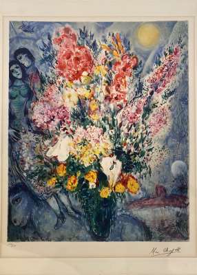 Bouquet lighting up the sky (Lithograph) - Marc CHAGALL