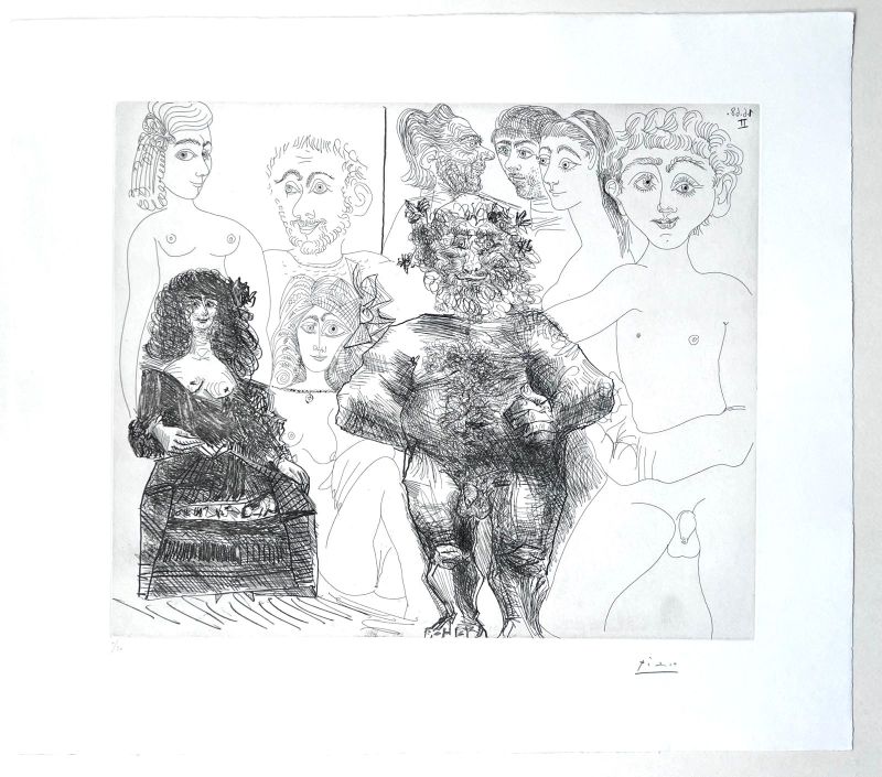 Old-fashioned and modern sex (Etching) - Pablo  PICASSO