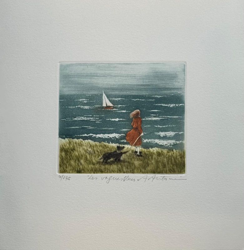Les vagues bleues (Eau-forte et aquatinte) - Annapia ANTONINI