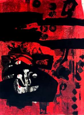 Guerrier au fond rouge (Gravure) - Antoni CLAVE