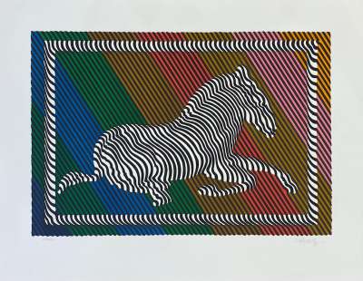 Zebra 3 (Lithograph) - Victor  VASARELY